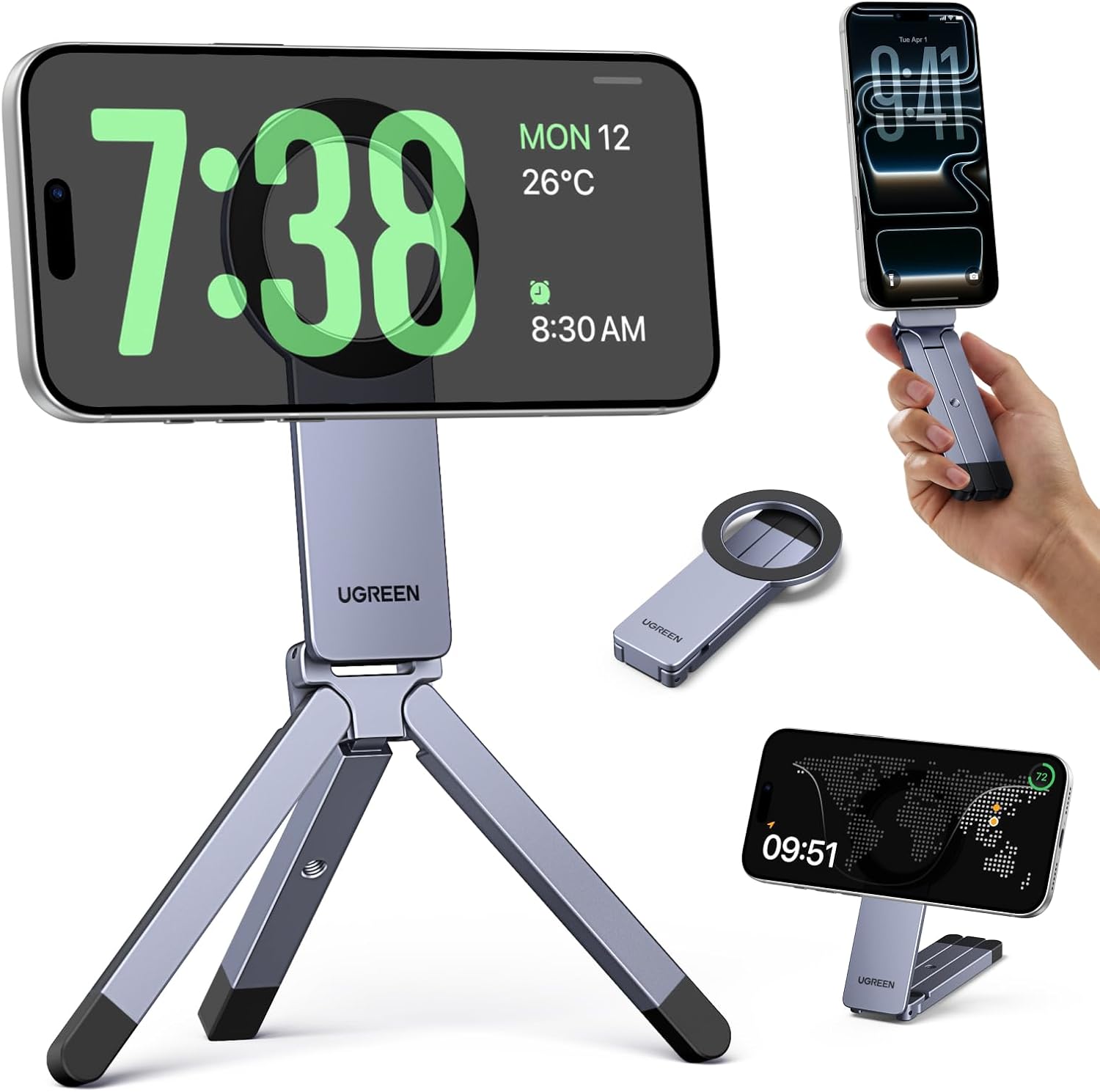 Detalle de UGREEN Magnetic Phone Stand: MagSafe Compatible Pocket Tripod