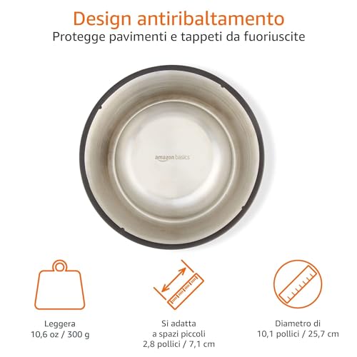 Detalle de Amazon Basics Ciotola per cani in acciaio inox – confezione da 2, 1000 ml