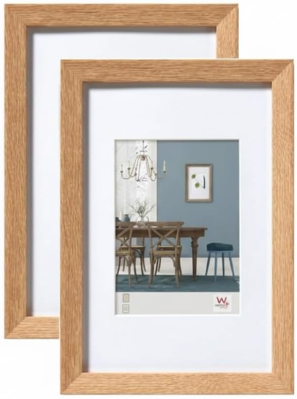 Thumbnail 5 de walther design Bilderrahmen Fiorito Eiche Dunkel 21 x 29,7 cm (DIN A4) mit Kunstglas und Passepartout – Holzrahmen EFX130P