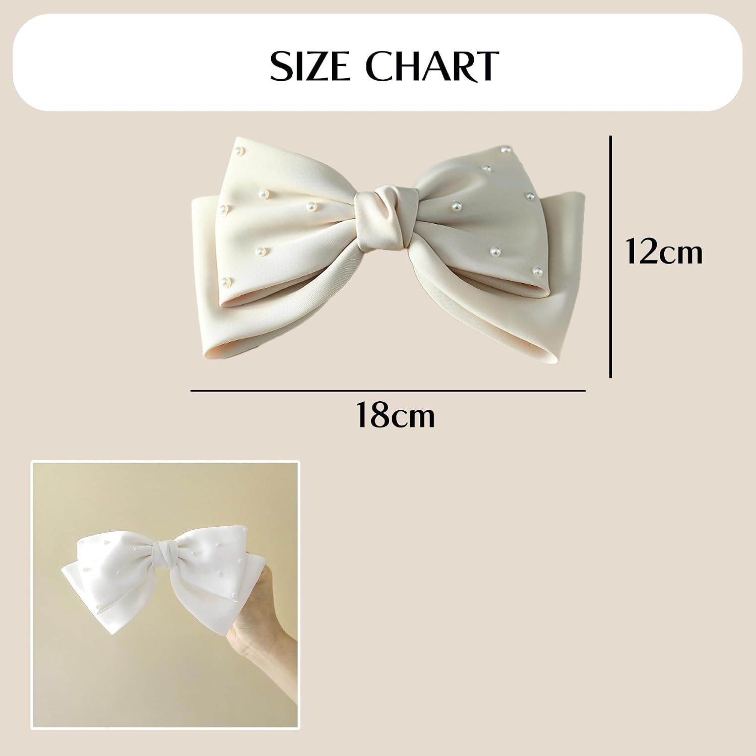 Detalle 1 de G triger パール付きビッグリボン ヘアクリップ ピンク ポリエステル製 横幅約18cm