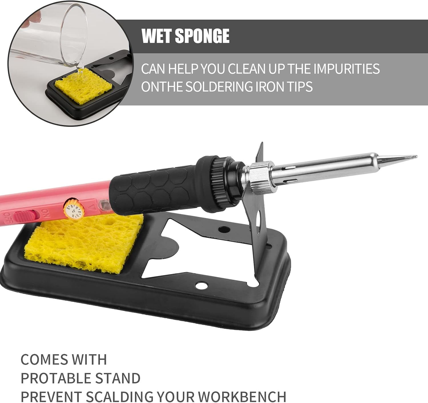 Detalle 1 de Q-MING 60W Soldering Iron Kit, Adjustable Temperature, 5 Tips, 110V