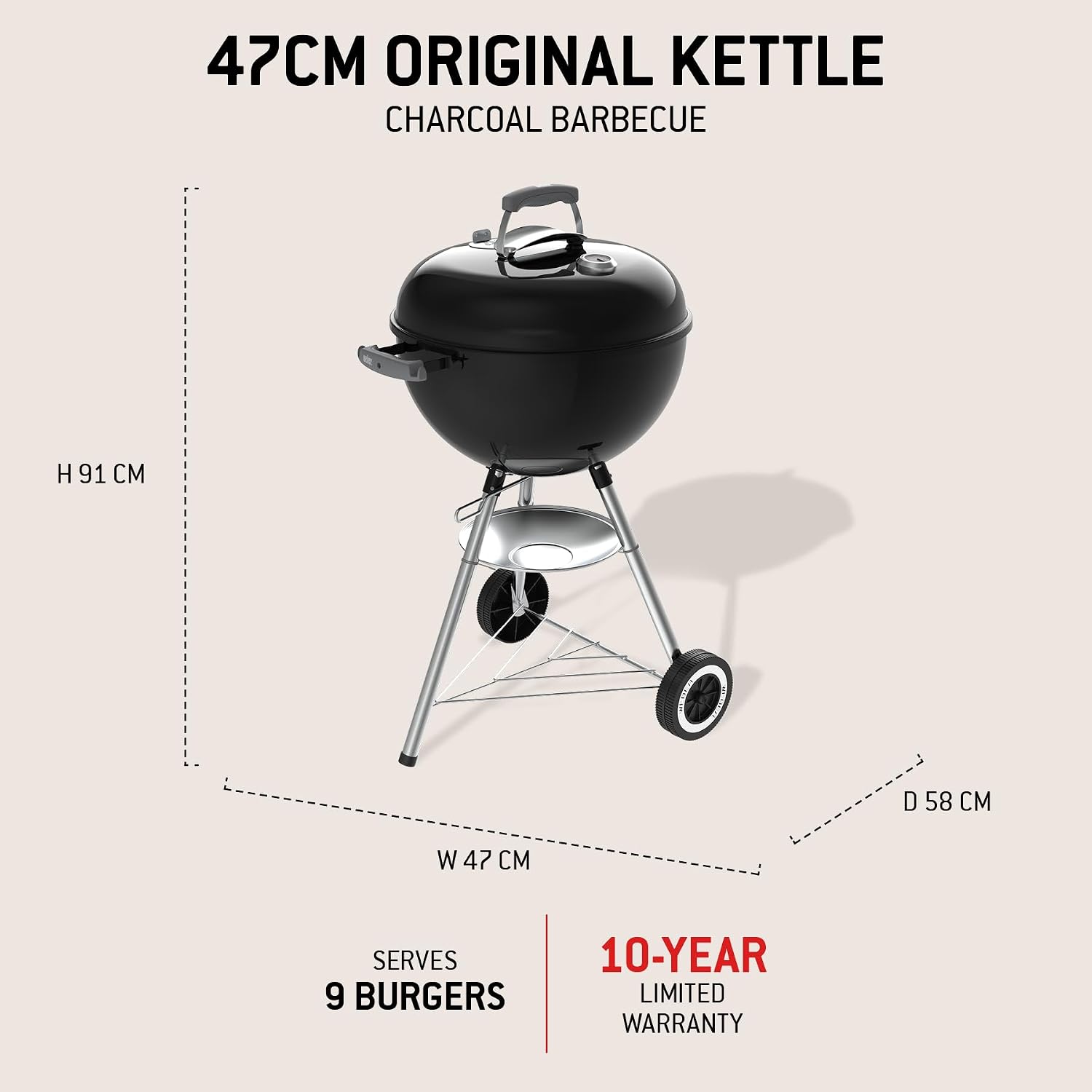 Detalle de Weber Original Kettle 1502192 – grill węglowy 47 cm, One-Touch i termometr