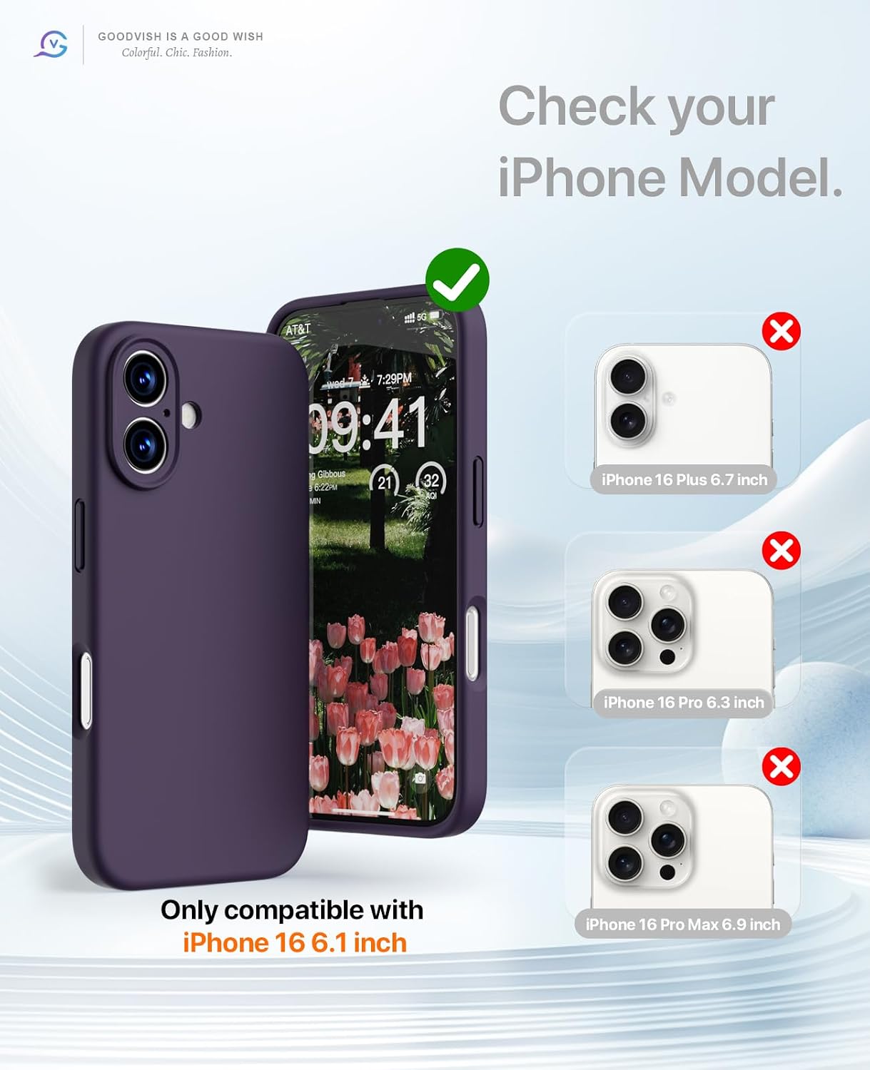 Detalle 2 de GOODVISH 3 en 1 Funda iPhone 16 6,1" Morado Oscuro