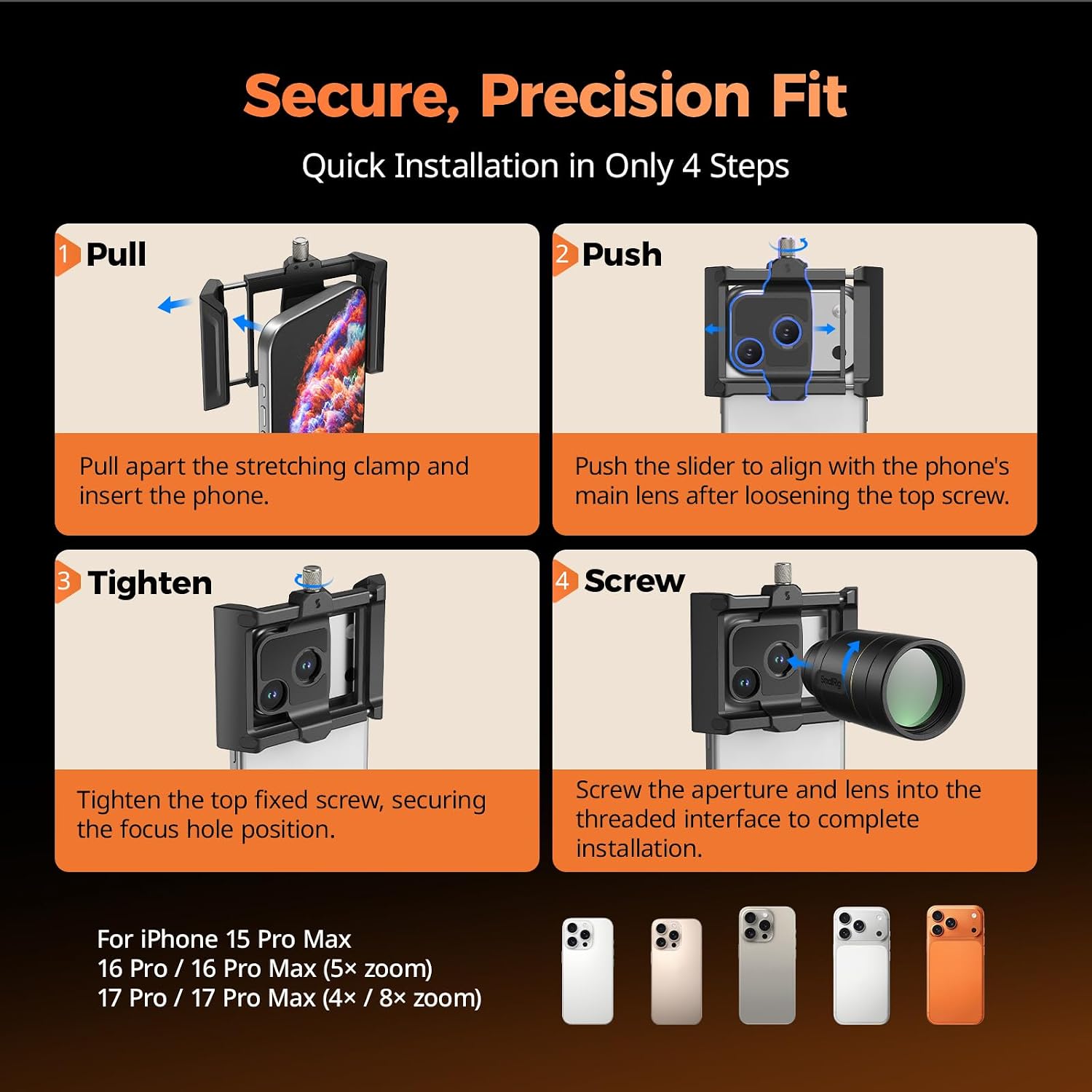 Thumbnail 4 de SmallRig T-Mount-5334 Teleobiettivo 2x + kit macro per iPhone 17/16/15 Pro Max