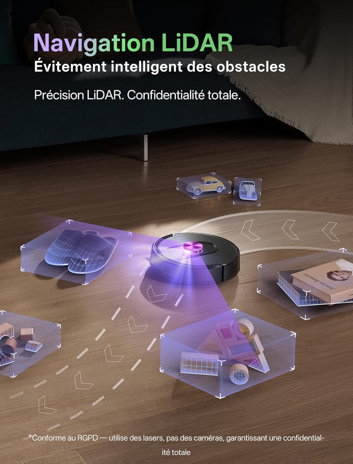 Thumbnail 4 de Vexilar W15 robot aspirateur laveur 10 000Pa avec station et navigation LiDAR, jusqu’à 180 min