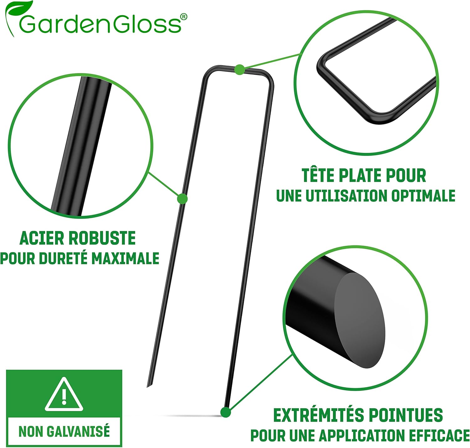 Thumbnail 1 de GardenGloss Sardines de Fixation en Acier (100 Pièces) – Piquets de Jardin, 150 mm x 25 mm, Ø 2,7 mm
