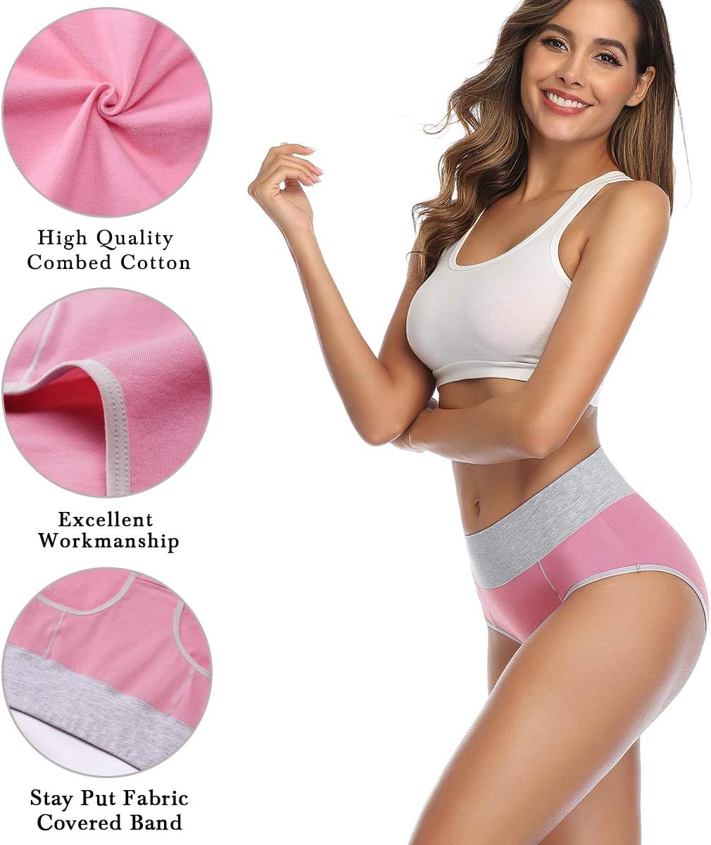 Detalle 2 de wirarpa Taillenslip Damen aus Baumwolle (5er Pack) – hoher Bund, atmungsaktiv