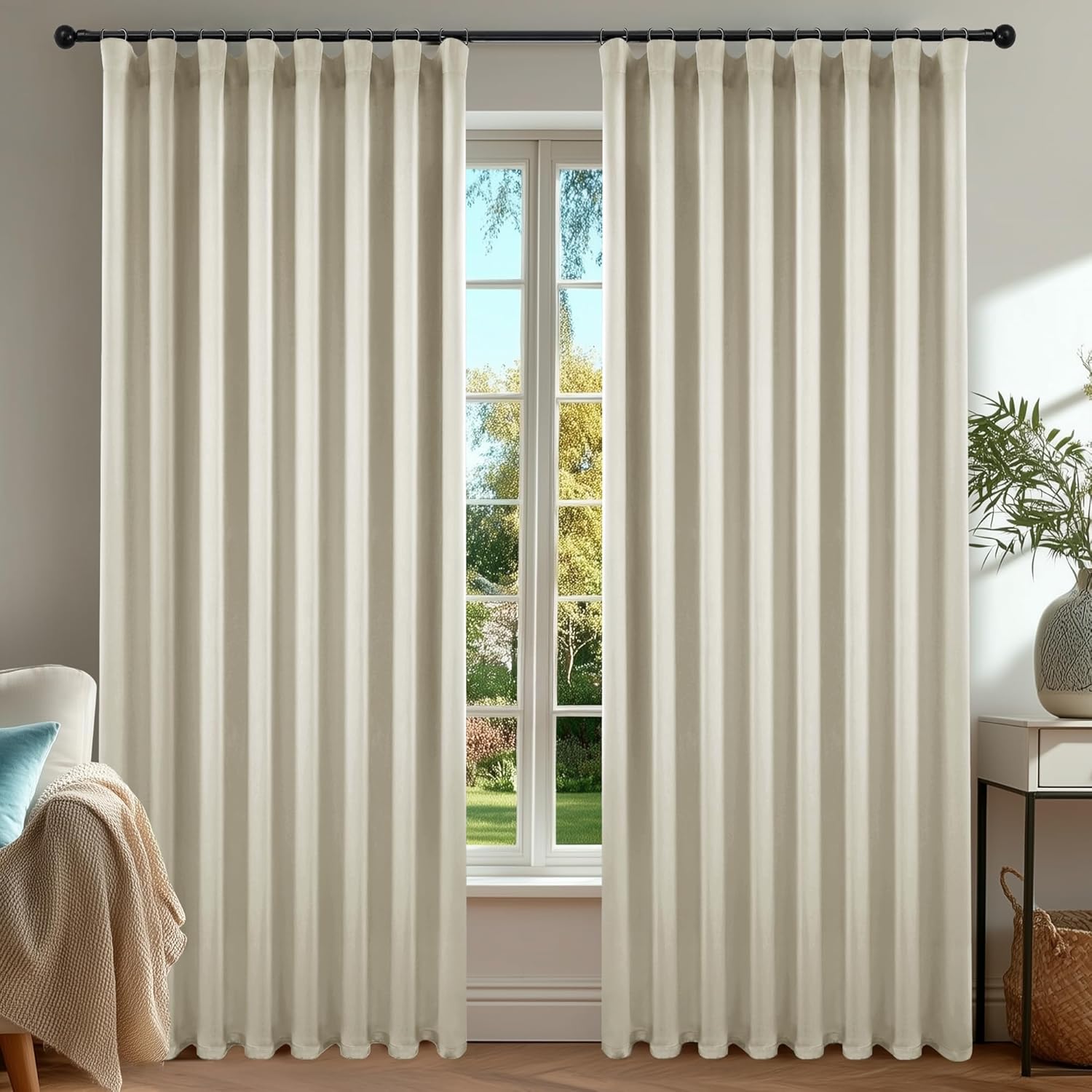 Thumbnail 2 de Deconovo rideaux occultants 3 en 1 beige clair 140×300