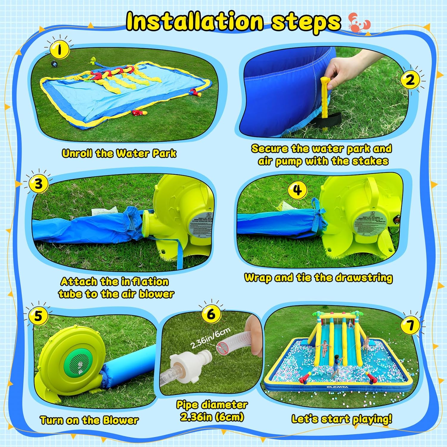 Thumbnail 6 de ELEMARA Inflatable Water Slide 3 Slides