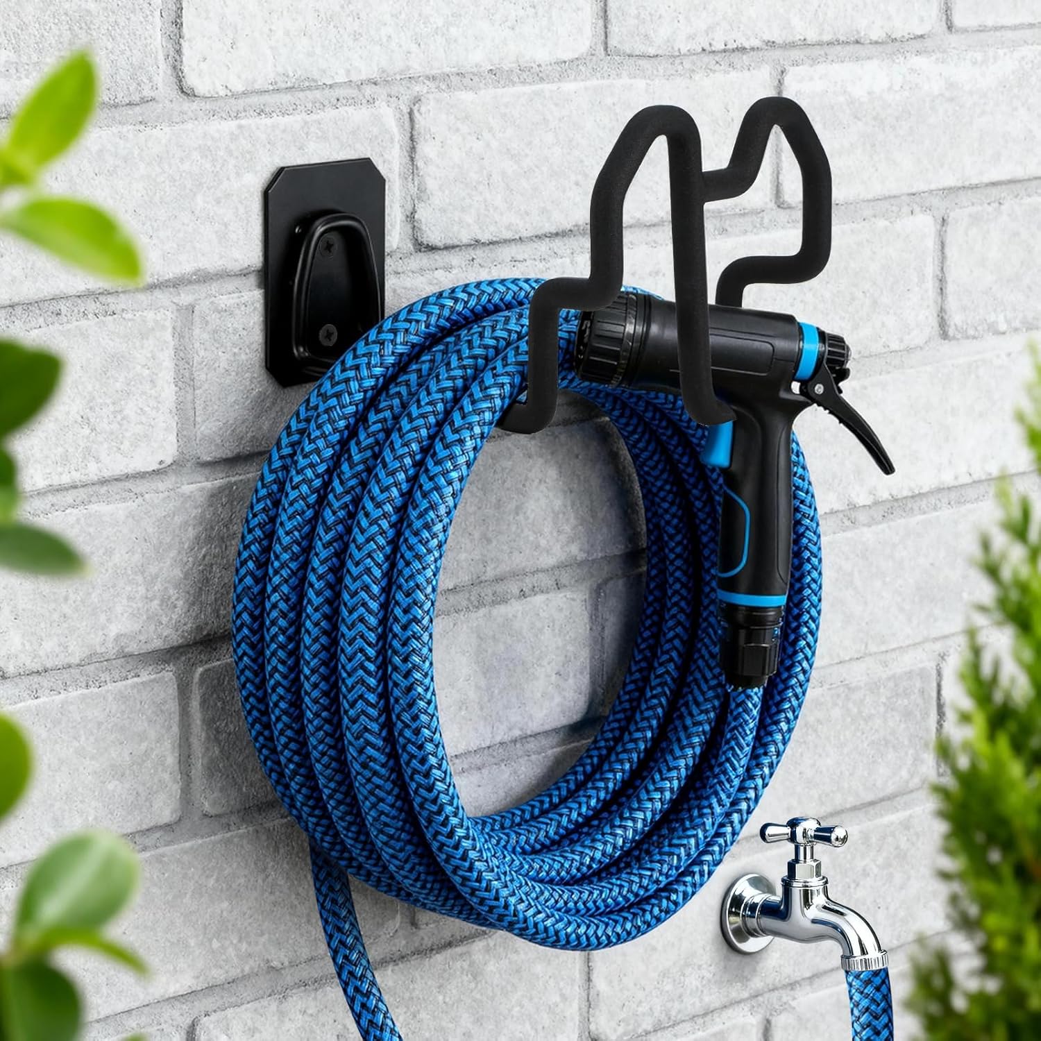 Thumbnail 6 de Tesmotor Heavy Duty Iron Garden Hose Holder – Wall Mounted, Matte Coating, Durable Metal Bracket for Outdoor and Garage