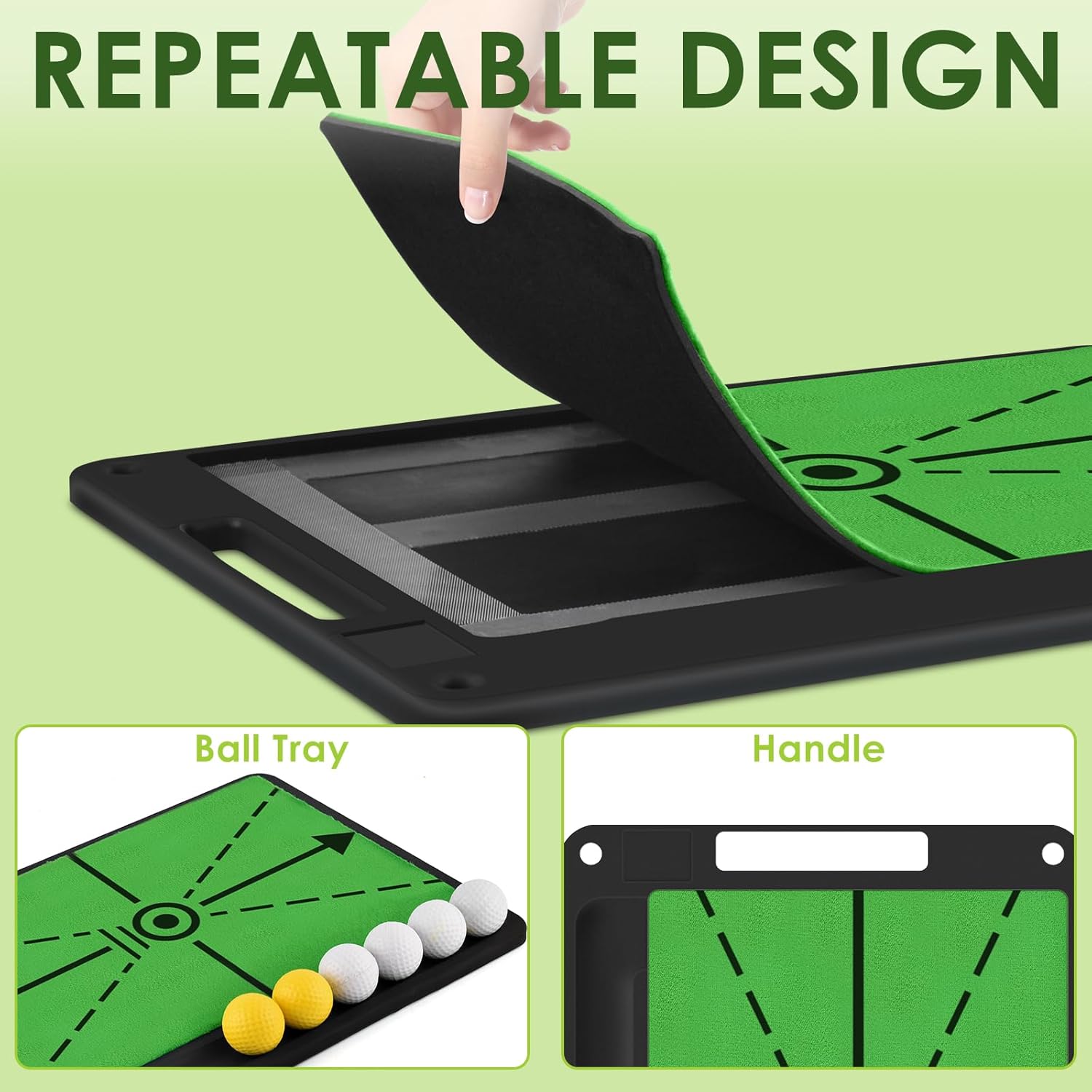 Detalle de BROTOU Golf Hitting Mat Swing Path Detection – Dual Turf Practice Setup