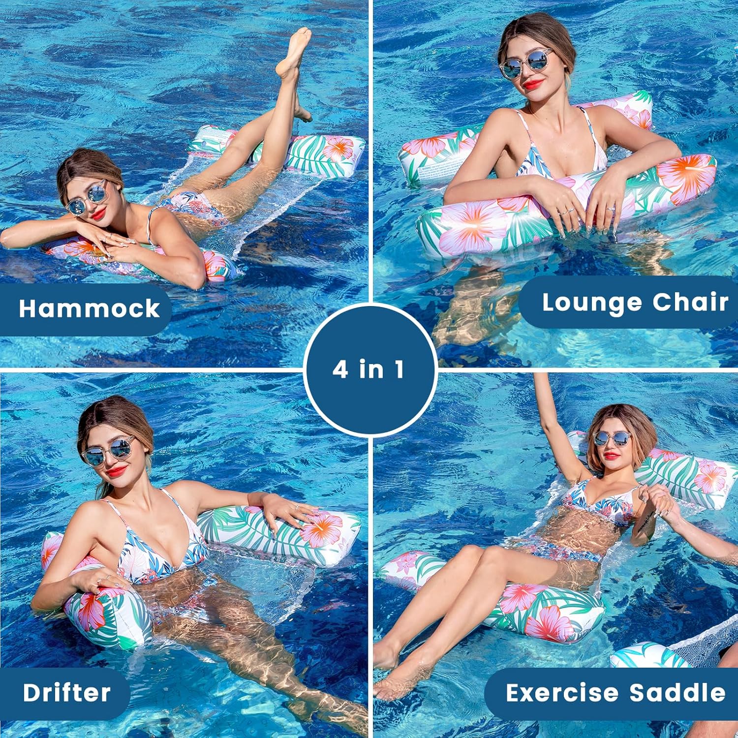 Thumbnail 1 de Tavaleu Pool Floats Adult 2-Pack: 4-in-1 Inflatable Lounger, Hammock and Sit-onn in Thick PVC