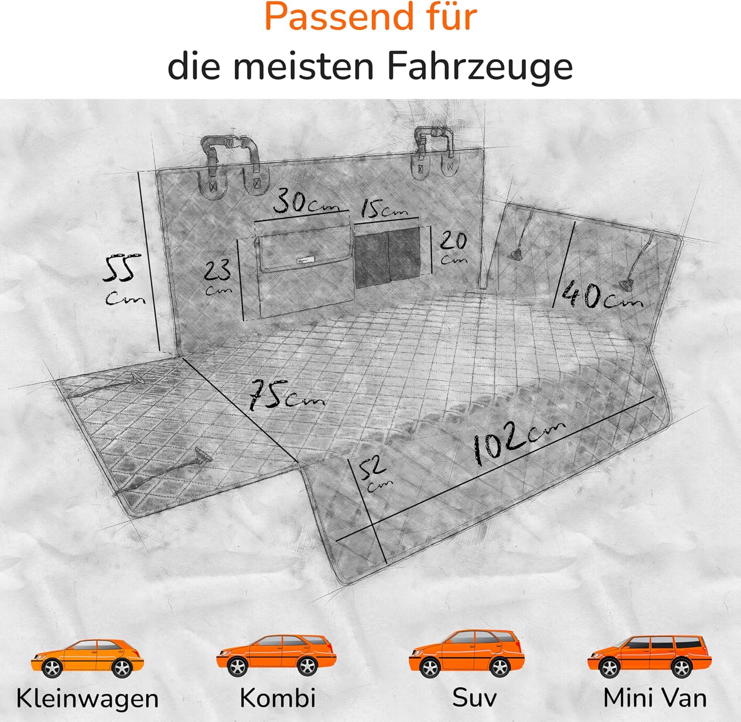 Detalle 2 de Upgrade4cars Premium Kofferraumschutz Hund – Kofferraumdecke