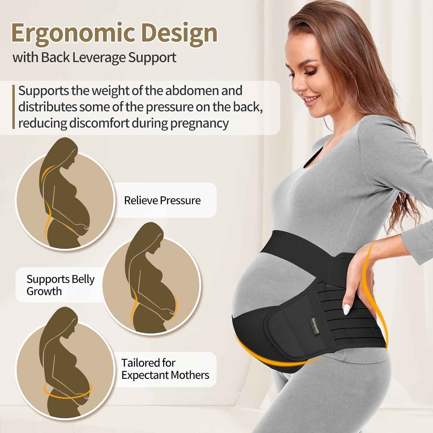 Detalle de ChongErfei 3-in-1 Pregnancy Support Belt (XL, Black)