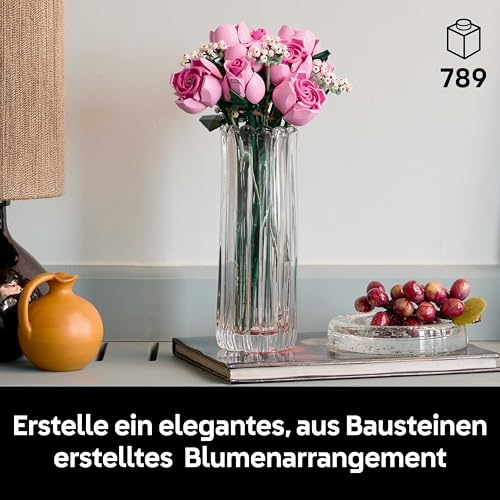 Detalle de LEGO Botanicals Rosa Rosenstrauß 10374 – Kunstblumen DIY-Deko für Erwachsene