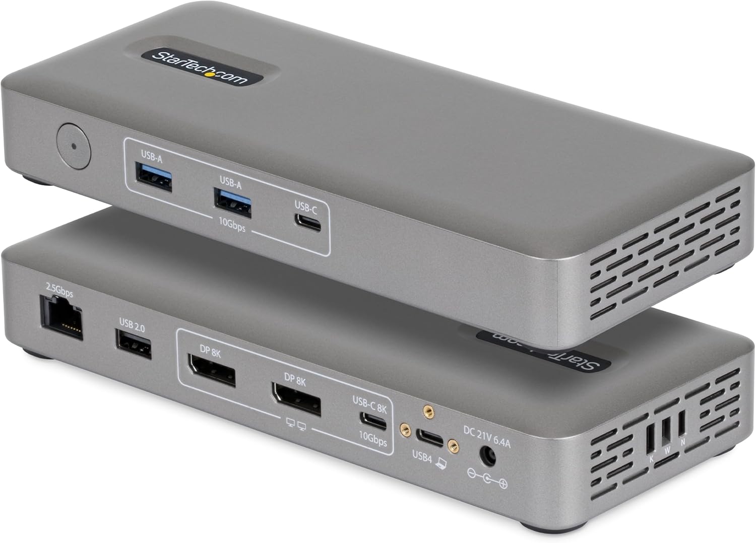 Detalle de StarTech Dock USB4 Universale Doppio: Dual 4K/Single 8K con 100W PD per multi-monitor