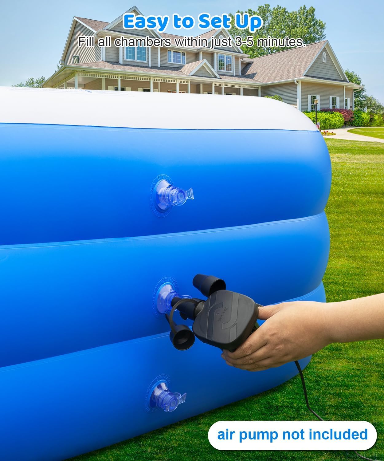 Thumbnail 5 de Extra Large Inflatable Swimming Pool — 145" x 74" x 22" Oversized Family Pool for Backyard Fun