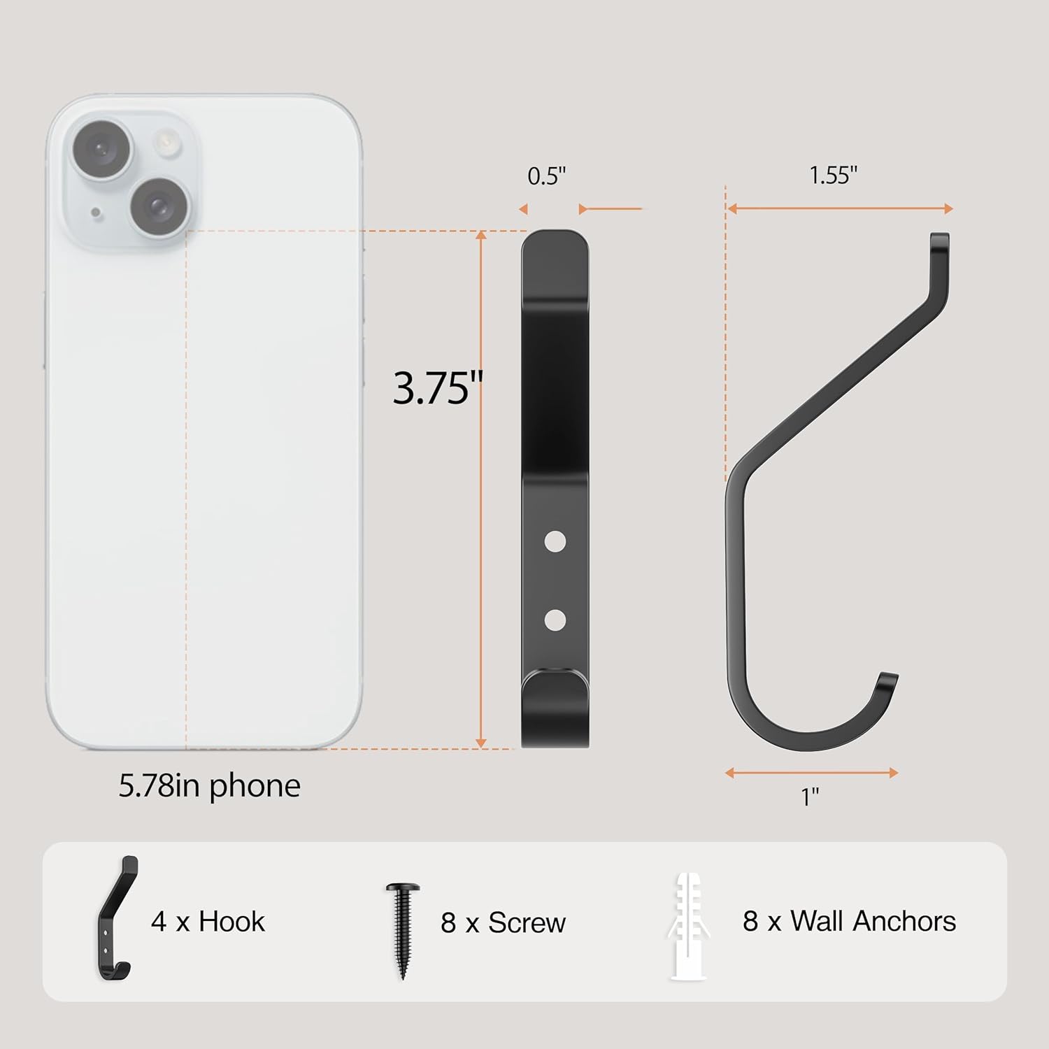 Thumbnail 2 de susswiff 20-Pack Aluminium Coat Hooks – Heavy‑Duty 10kg Wall/Door Hooks
