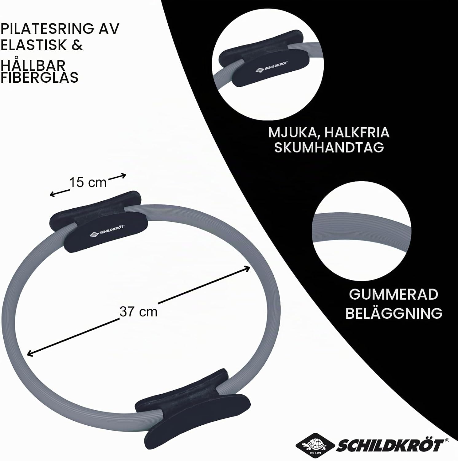 Detalle de Schildkröt pilatesring, 37 cm med glasfiber och skumhandtag