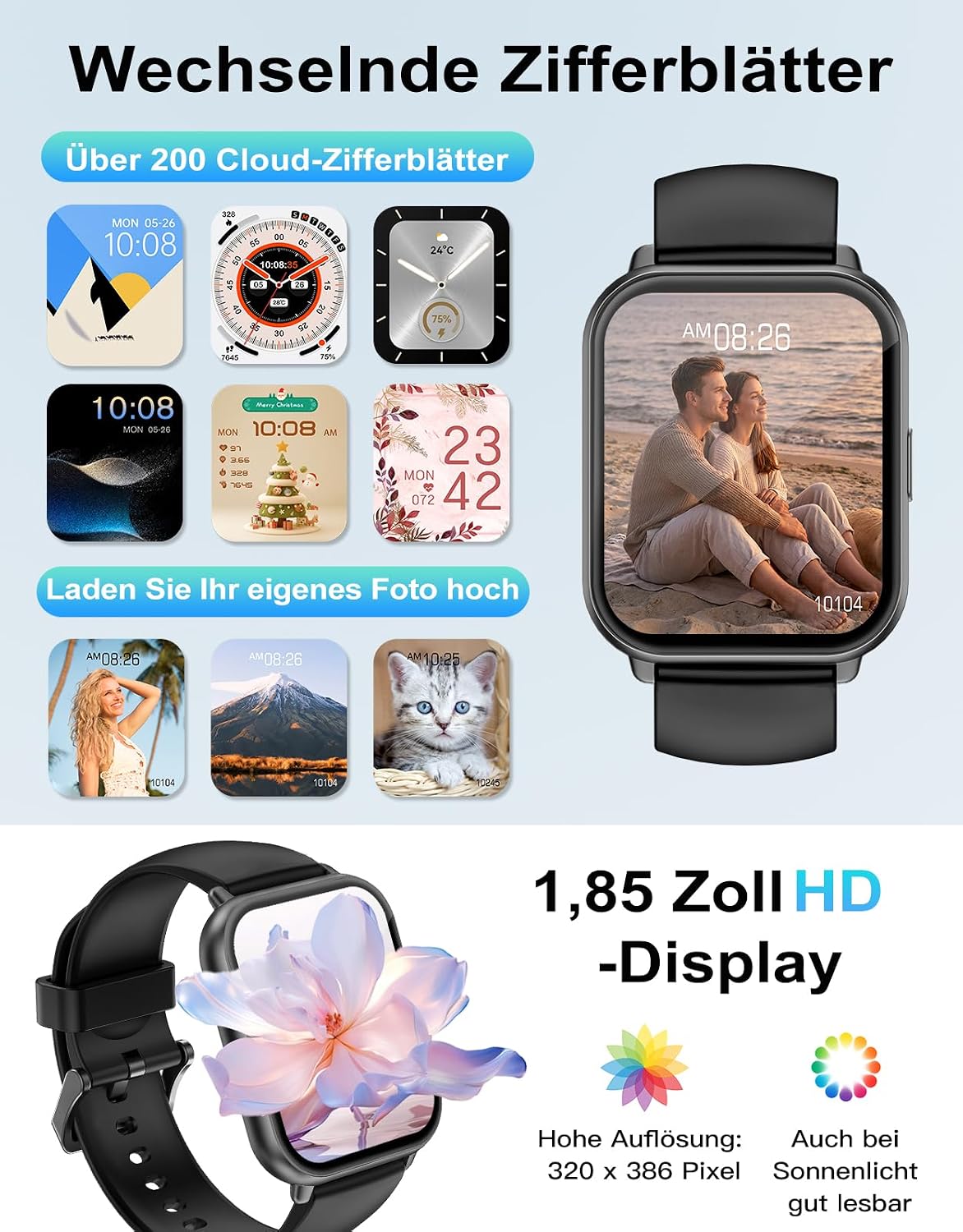 Thumbnail 5 de RUIMEN Smartwatch Fitnessuhr mit SpO2- und Pulsmessung