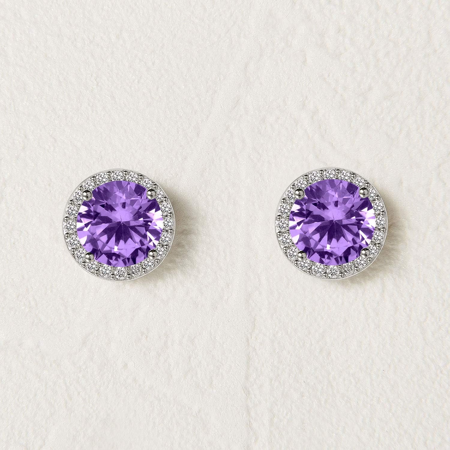 Detalle 2 de SWEETV Cubic Zirconia Stud Earrings 8mm