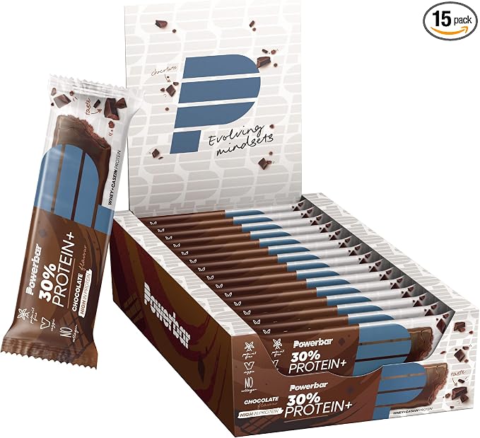 Detalle de PowerBar Protein Plus 30% Chocolate, 15 Barras - Alta Proteína 💪