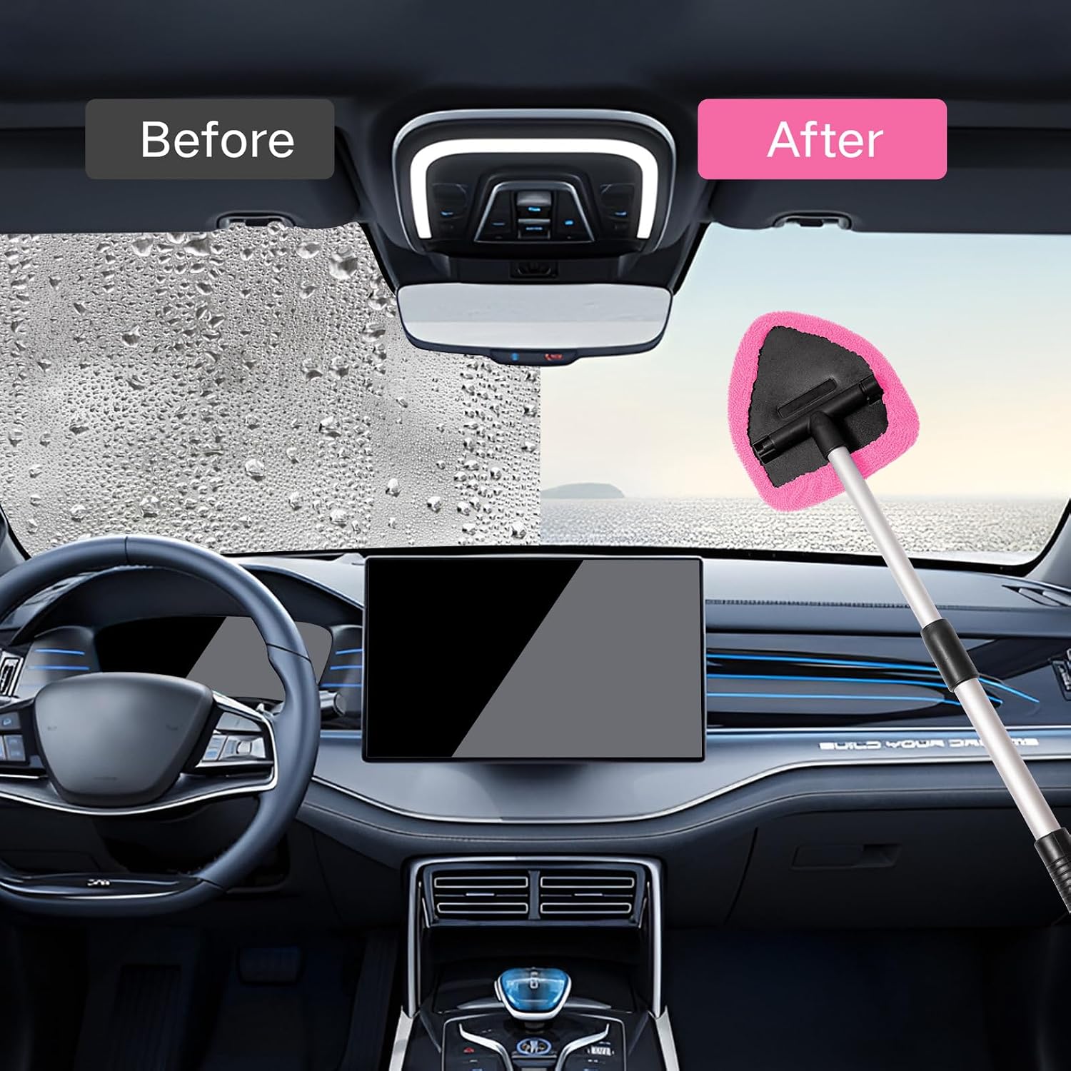 Detalle de Qydipclin Windshield Cleaner Kit 10pcs, 4 Pads, Extendable Handle