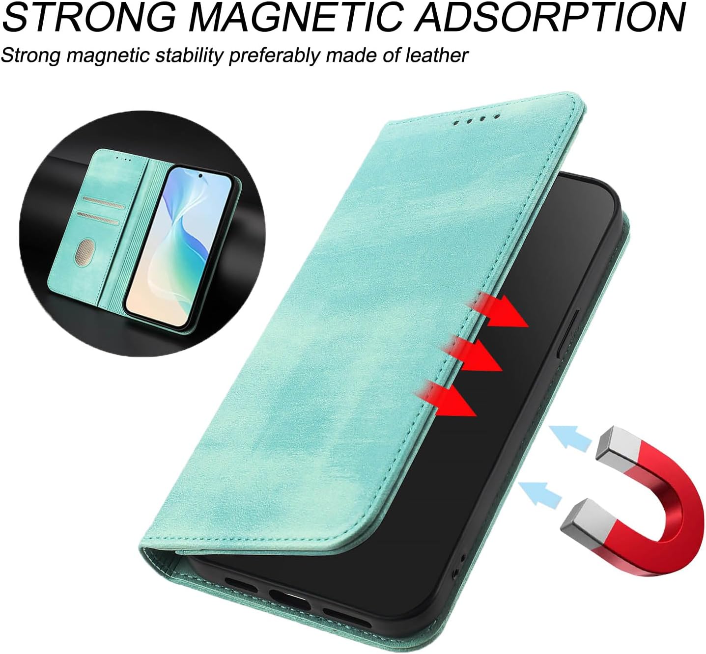 Thumbnail 3 de OUEAYIEN Nothing Phone 2a / 2a Plus 5G wallet case with RFID, flip cover & screen protector (mint)