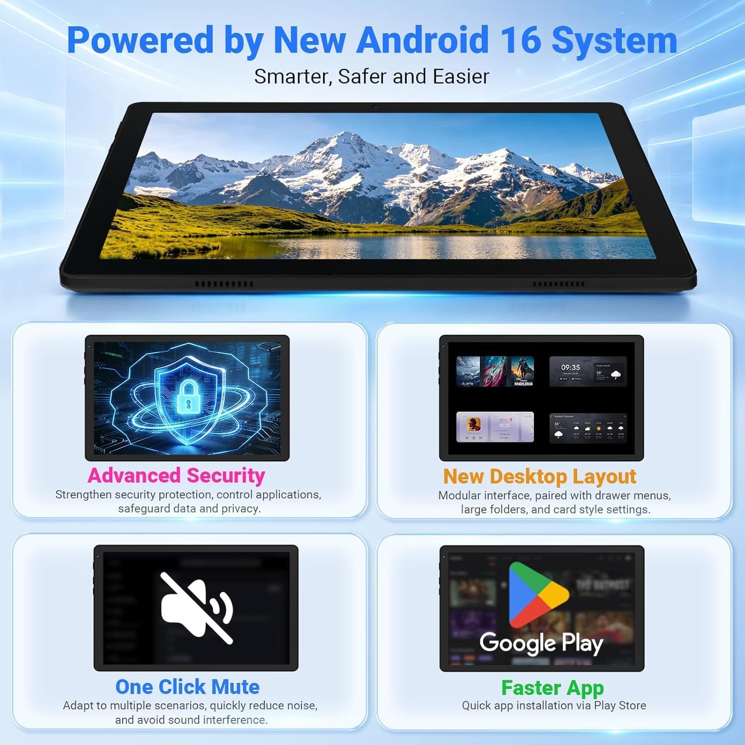 Detalle 2 de Whitedeer Android Tablet 10 Zoll – Android 15, Octa-Core, 20GB RAM, 64GB ROM + 1TB erweitert