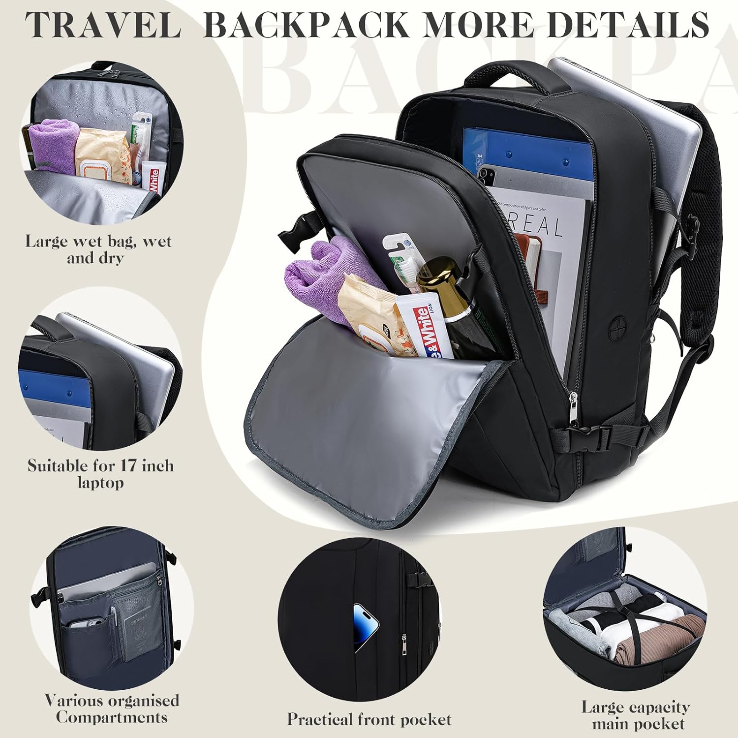 Detalle 2 de Hayayu for Easyjet Cabin Bag 45x36x20 carry-on backpack