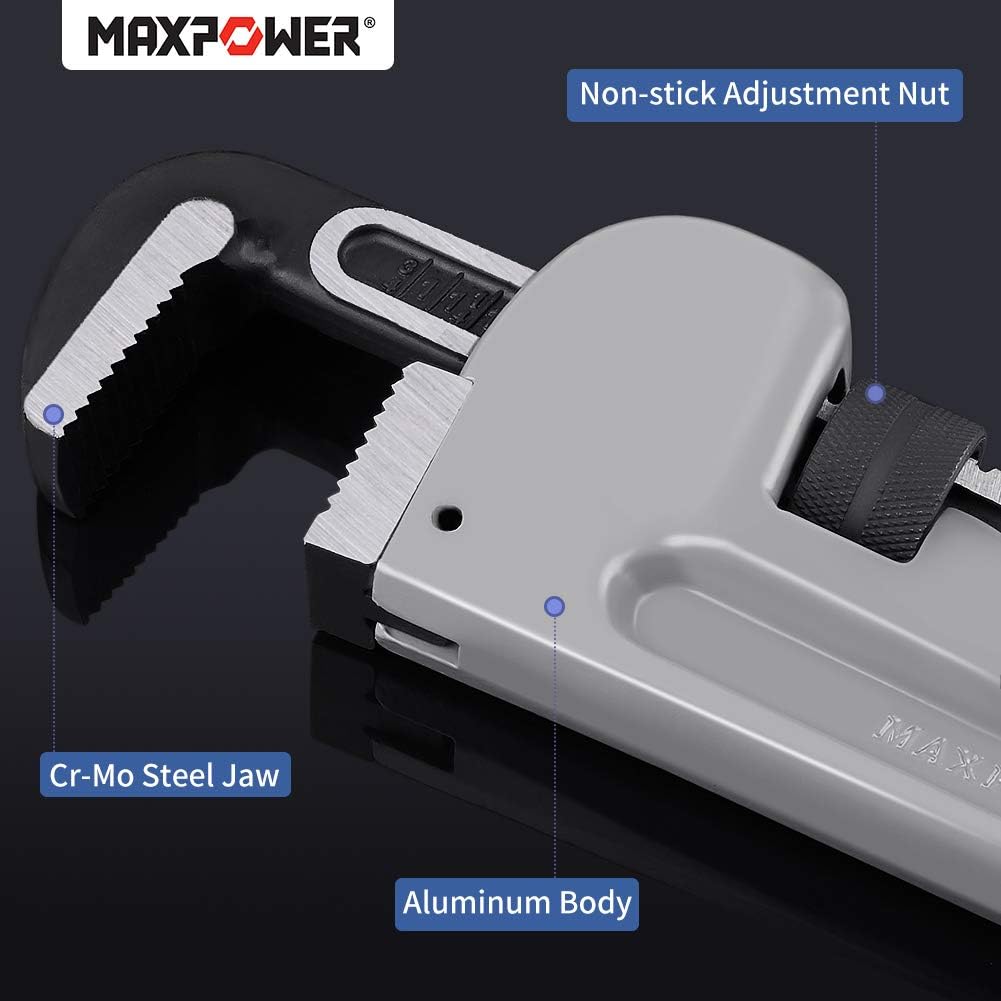 Thumbnail 5 de MAXPOWER Pipe Wrench 600mm (24-Inch) Aluminum Straight Pipe Wrench