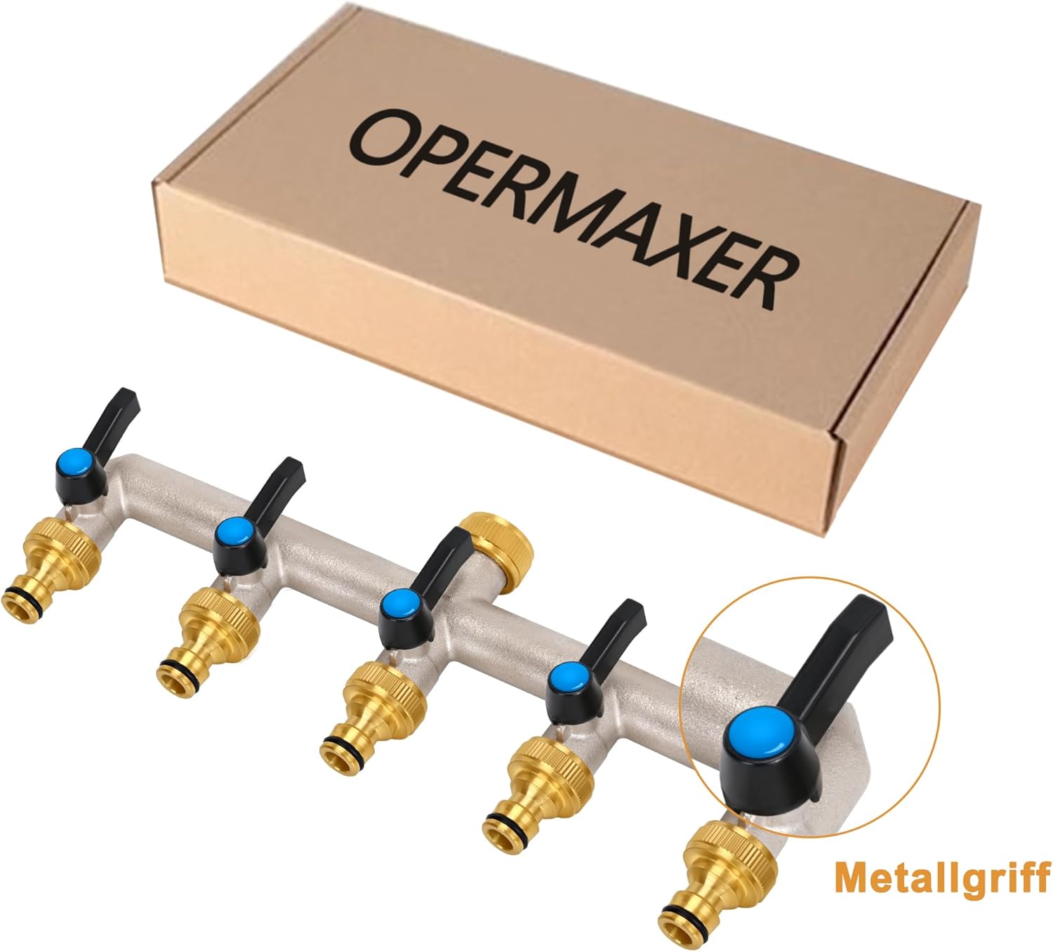 Thumbnail 6 de OPERMAXER 5-Wege Wasserhahn-Verteiler aus Messing mit verlängerter Griffmechanik – 3/4 Zoll