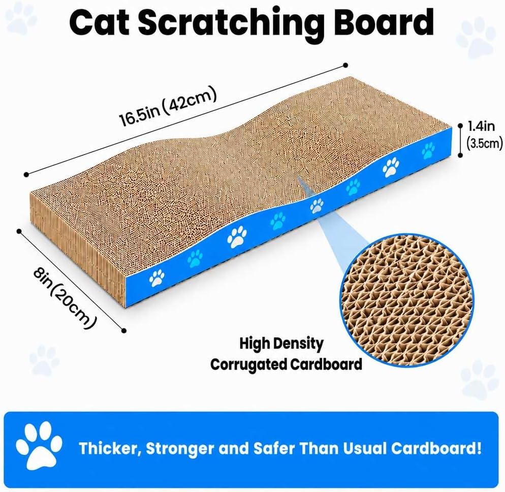 Detalle de Petslucent Cat Scratching Board: Double-Sided Corrugated Cardboard Scratcher (Medium, 2 Pack) with Catnip