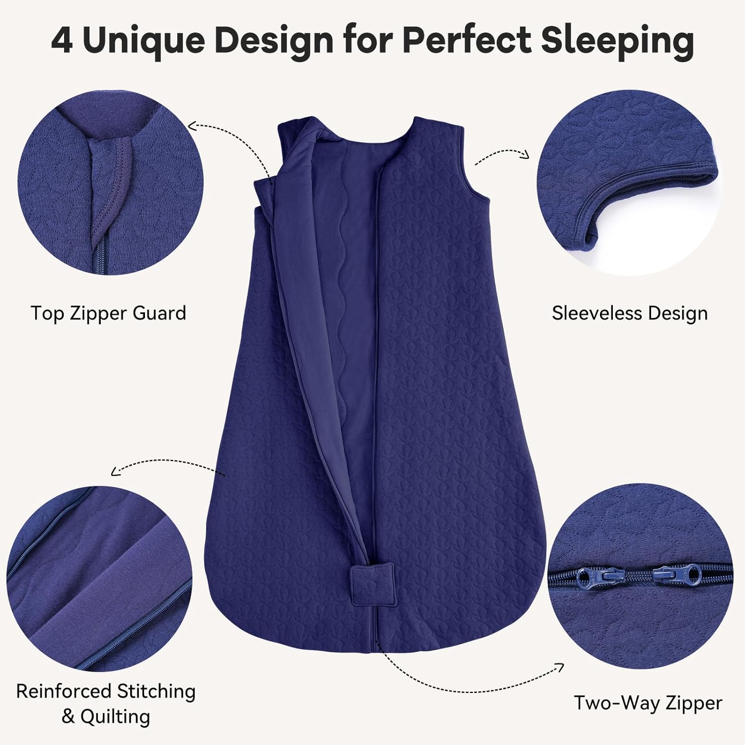 Thumbnail 2 de Unnivoll Schlafsack Baby Winter 2,5 Tog – Baumwolle, 84 cm, Marine Blau