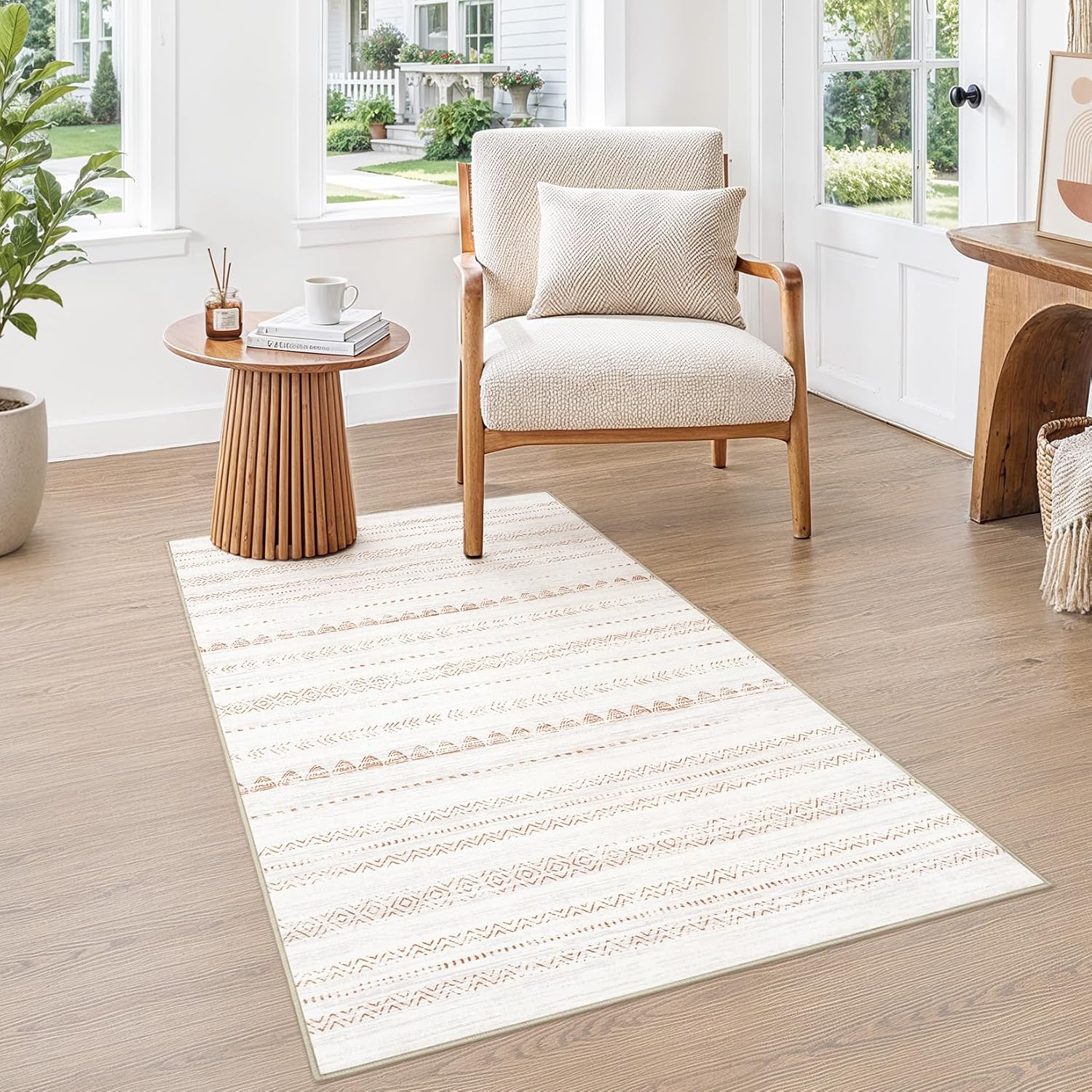 Thumbnail 6 de Nakagishi U23019K Boho Area Rug, 3' x 5', Beige Brown, Machine Washable