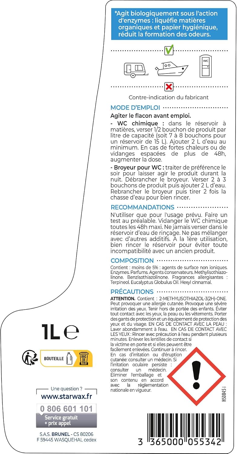 Thumbnail 6 de STARWAX Liquéfiant désodorisant pour WC chimiques 1L — liquéfie les matières et réduit les odeurs grâce à une action enzymatique