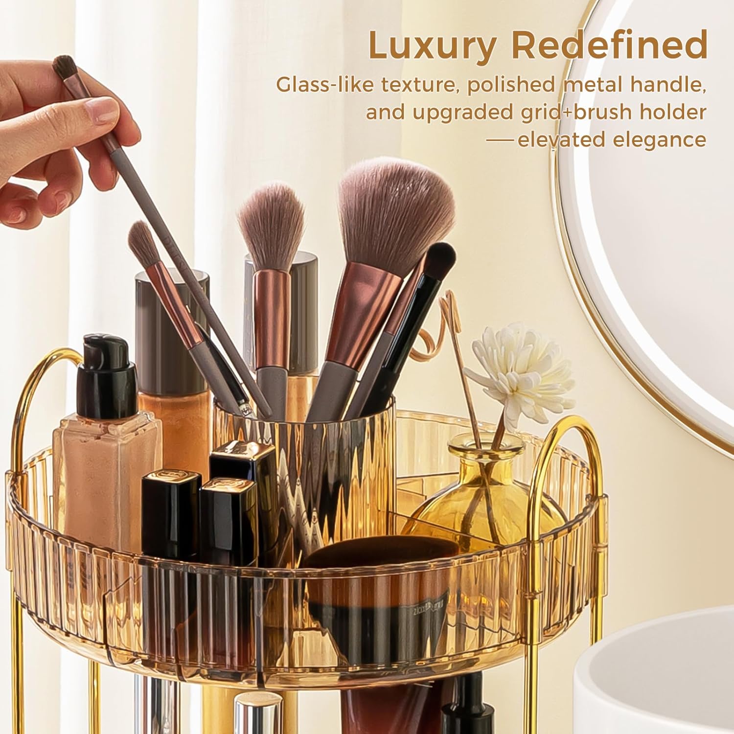 Detalle 2 de 360° Rotating Makeup Organizer 3-Tier 💄