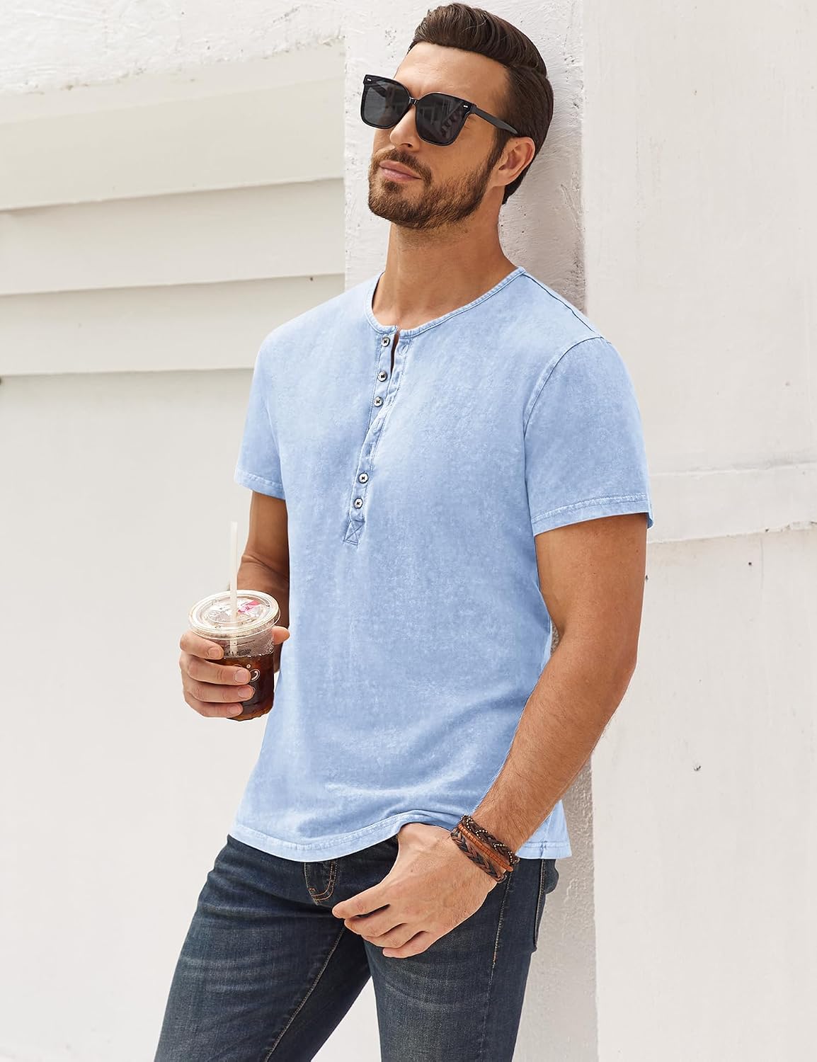Thumbnail 2 de Beotyshow Henley-Hemd für Herren (Langarm, Slim Fit, Baumwolle) – Vintage Casual im Freizeitstil