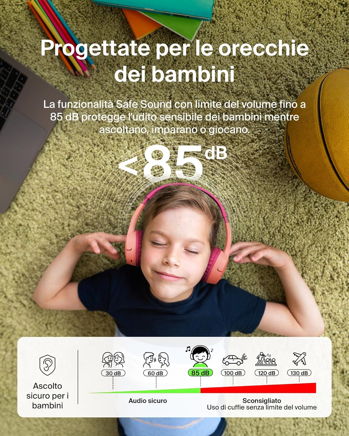 Thumbnail 2 de Belkin SoundForm Mini Cuffie wireless per bambini rosa