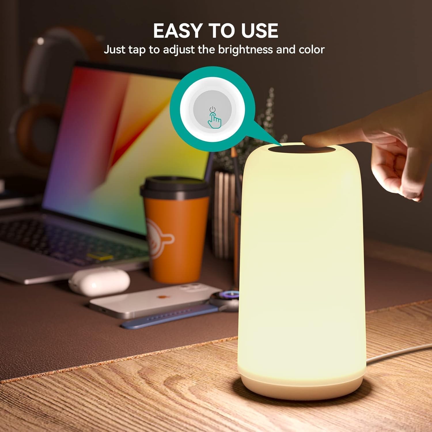 Thumbnail 5 de ROOTRO T16 Touch LED Table Lamp with RGB Colors and Three Brightness Levels