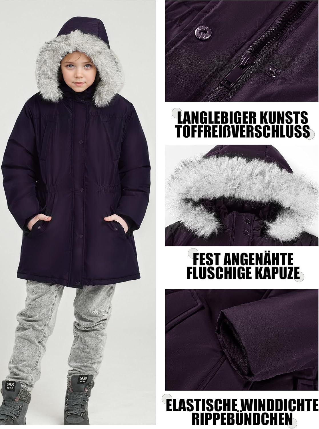 Detalle de maoo garden Mädchen-Wintermantel Wintermantel große Kinder – schwere Schnee- & Ski-Parka mit Kapuze