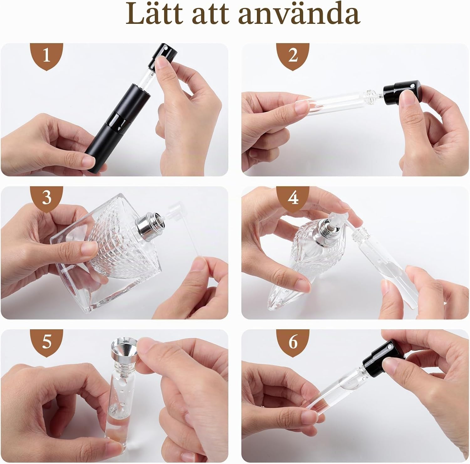 Detalle 2 de AiQInu påfyllningsbara parfymflaskor, 3 × 8 ml i aluminium