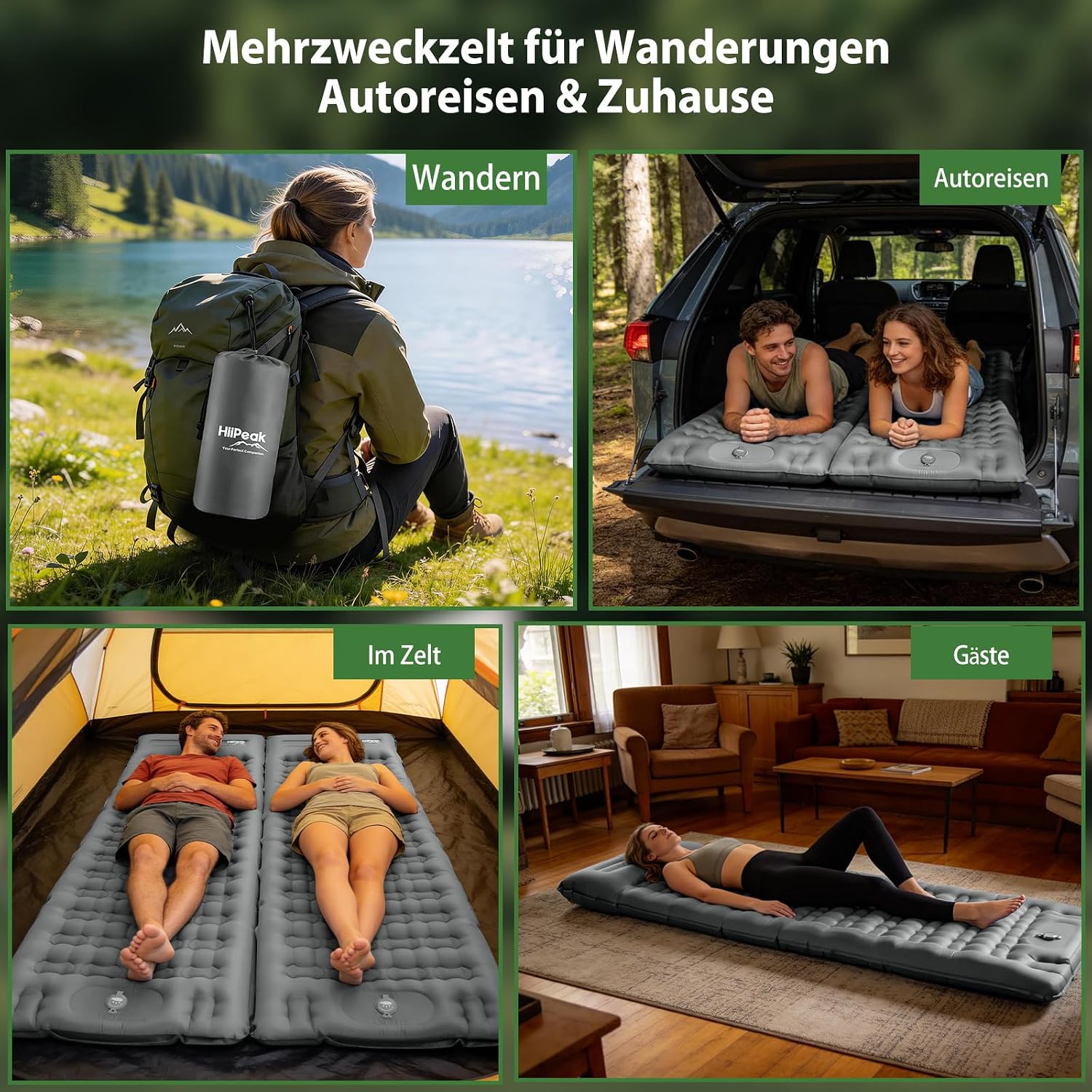 Thumbnail 6 de HiiPeak Ultraleichte Isomatte aufblasend – Schlafkomfort für Camping (12 cm Dicke, integrierte Fußpumpe)