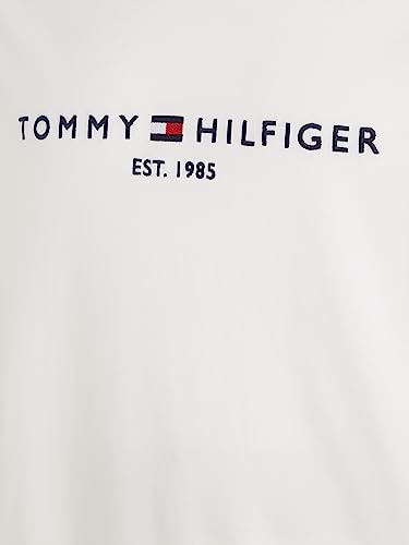 Detalle de Camiseta de Manga Corta para Hombre Core Tommy Logo Cuello Redondo — Blanco Snow White, Talla M