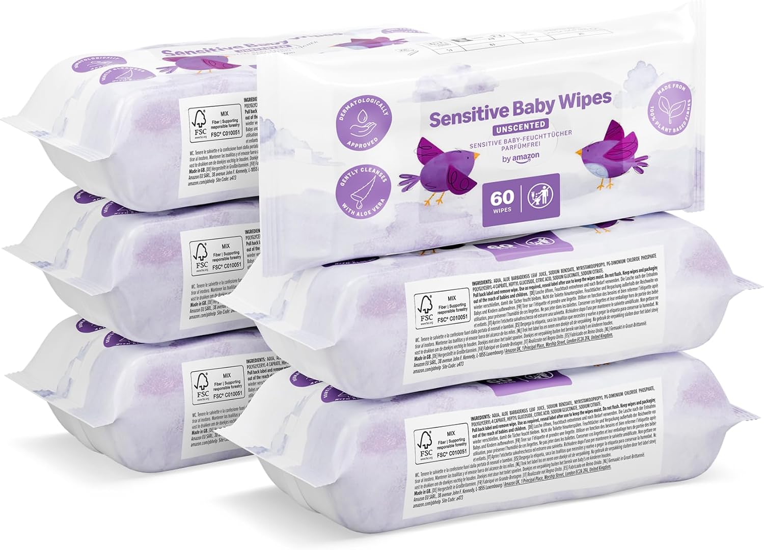 Thumbnail 6 de By Amazon Sensitive Baby Wipes, Unscented, 1080 Wipes in 18 Pack – Plant-Based, Plastic-Free