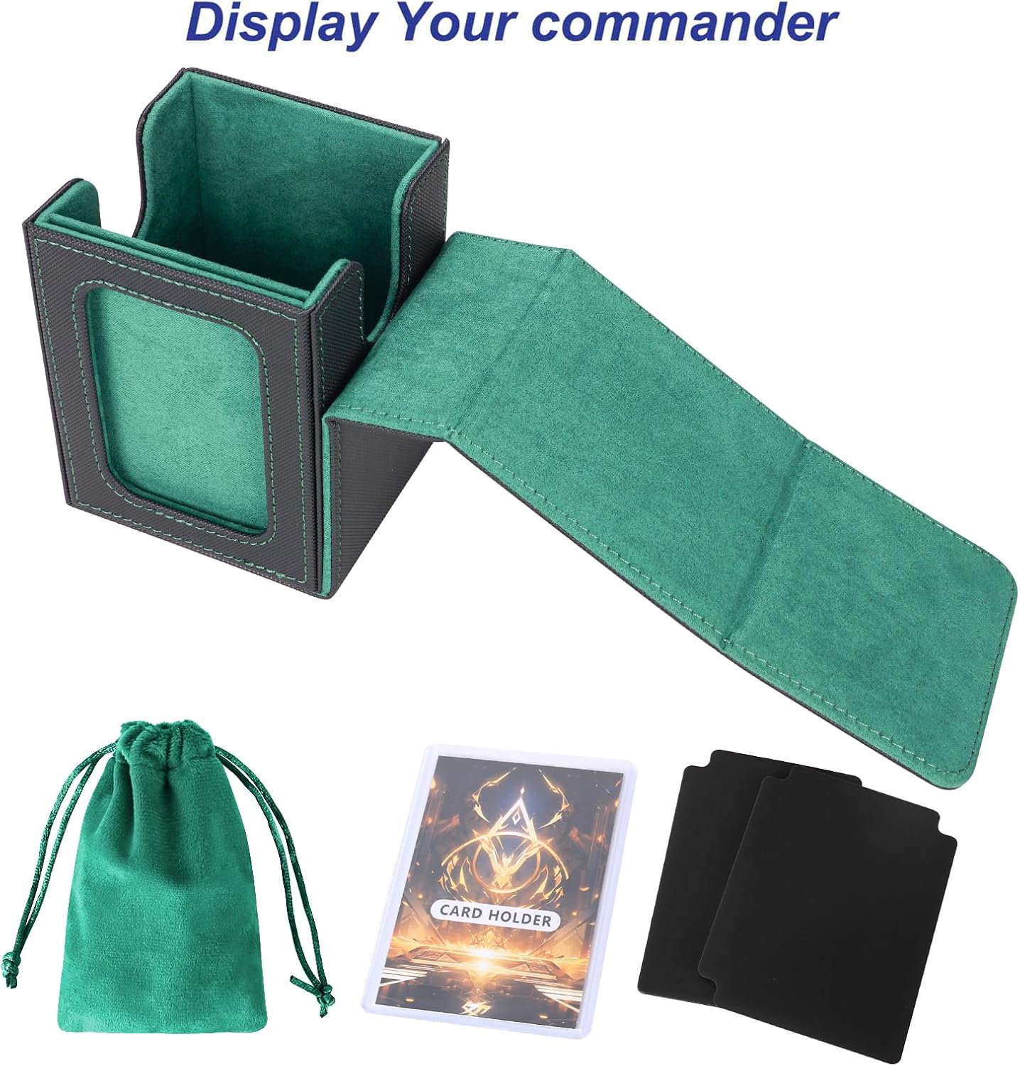 Detalle 2 de AFIING MTG Deck Box for Commander Display: Compact, Protective Card Case with 2 Dividers, Dice Bag and Toploader