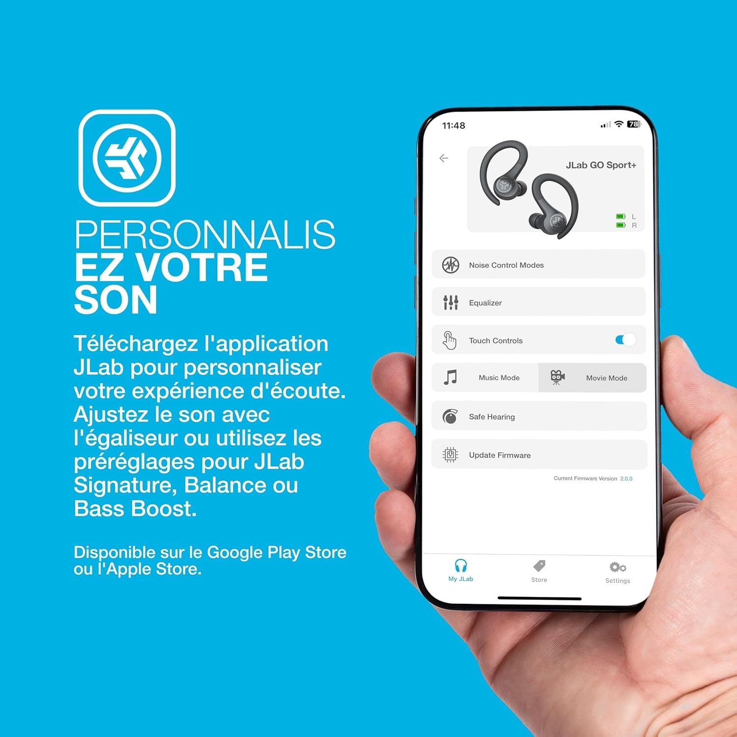 Thumbnail 3 de JLab Go Air Sport+ — écouteurs Bluetooth true wireless sport, 35 h d’autonomie, étanchéité IP55