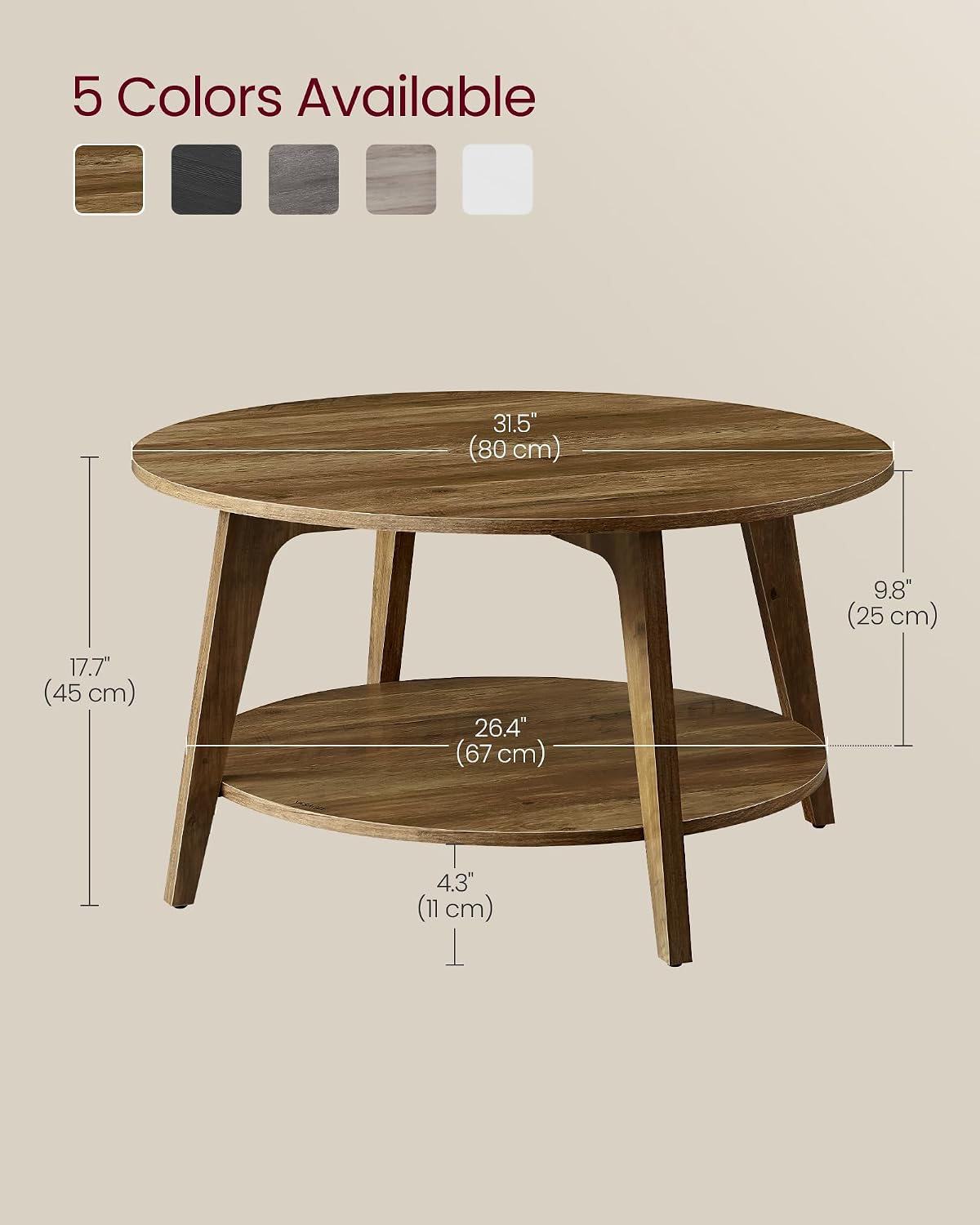Thumbnail 2 de VASAGLE MAEZO Round Coffee Table 31.5" dia 🌟