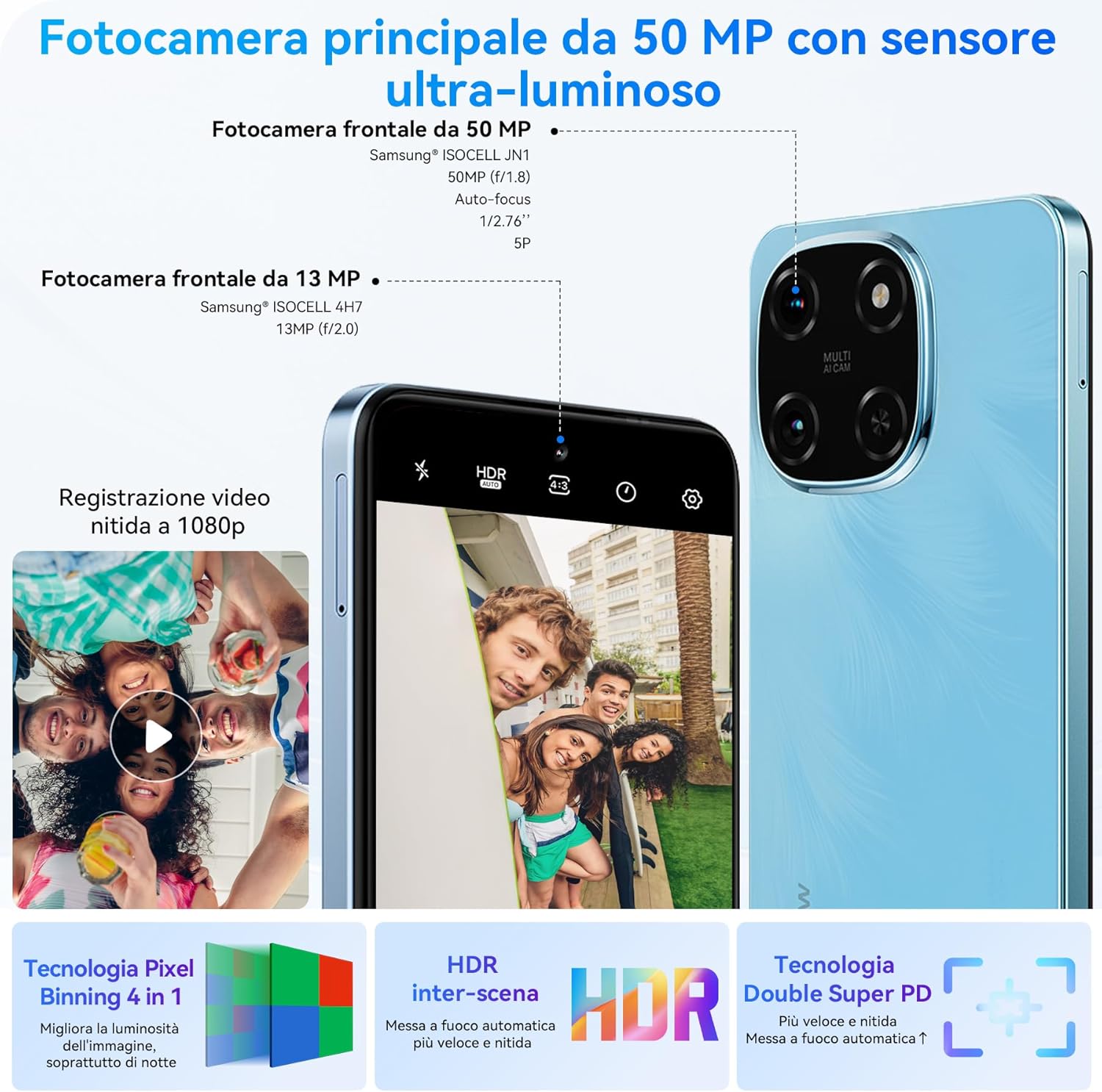 Thumbnail 4 de Blackview Color 6 Smartphone con Android 15, 24 GB RAM (8+16) + 128 GB ROM espandibile fino a 2 TB