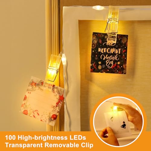 Detalle de CNMTCCO 100 LEDs Guirlande lumineuse à pinces photo – 10 m, télécommande et 8 modes